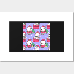 Santa Unicorn Kitty Posters and Art